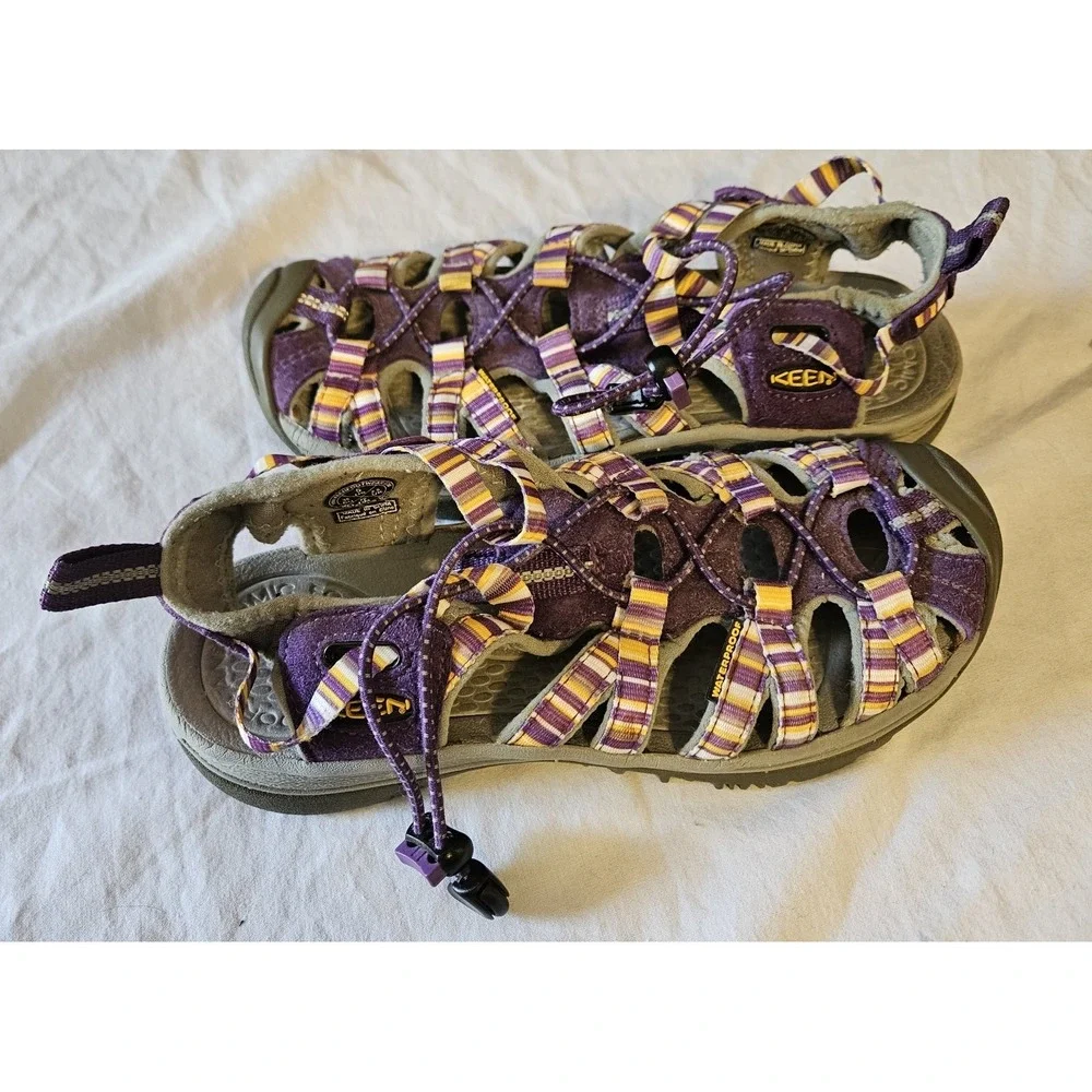 KEEN Kids Newport H2 Sandals Youth Size 5 Purple Striped Waterproof Hiking Shoes